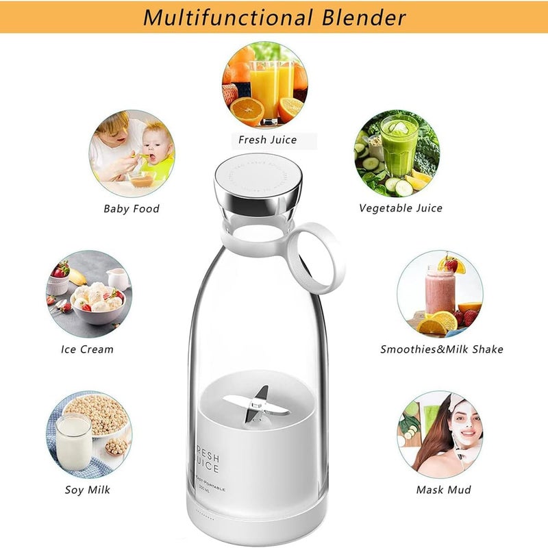 TAPHET Portable Juicer Blender, 350ml Rechargeable Electric Blender for Fresh Juice, Fruit & Milkshakes, BPA-Free, Easy Clean, Compact Travel Cup for Gym, Office, Home（Pink） - Image 2